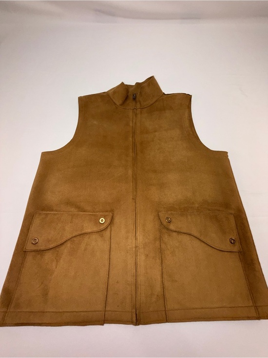 Lauren Ralph Lauren Jackets & Blazers - Lauren Ralph Lauren Womens M Camel Faux Suede Vest Zip Front Pockets